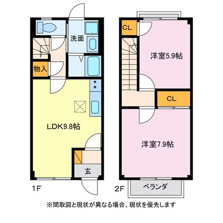 クレボナール宝山Aの物件間取画像